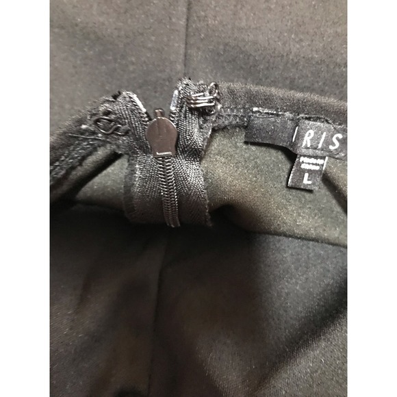 Iris Women's Large Black‎ Spaghetti Strap Lace Trim Dress - Picture 9 of 12